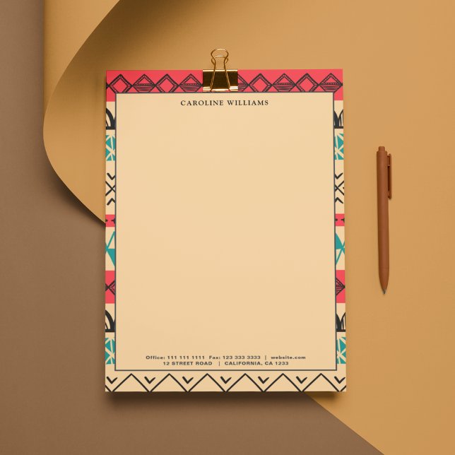 Unik Boho Abstrakt Mönster Typography Namn Brevhuvud (Skapare uppladdad)