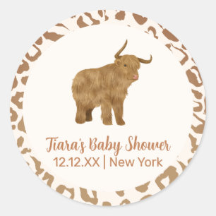 Unik Boho Heliga Cow Western babyvisningsprogram Runt Klistermärke