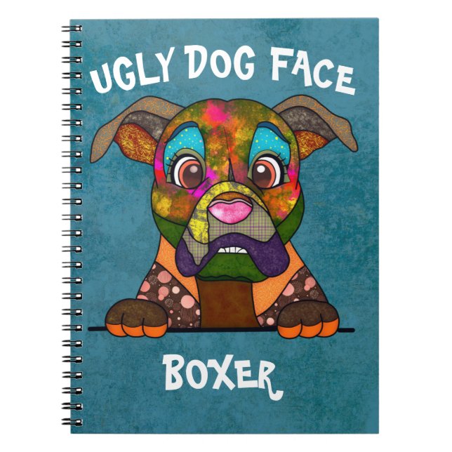Unik boxer ful hund ansikte-anteckningsbok anteckningsbok (Framsidan)