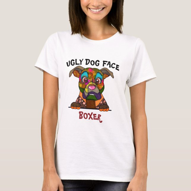 Unik Boxer ful hund ansikte T-Shirt (Framsida)