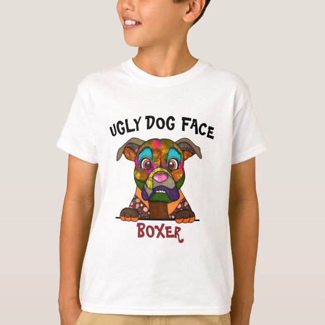 Unik Boxer ful hund ansikte T-Shirt (Framsida)
