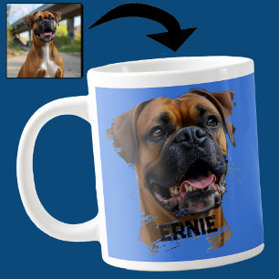 Unik boxer Hund Älskare-fotoblått för roligt Jumbo Mugg