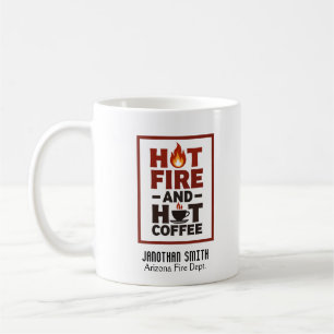 Unik brandman röd och svart text brandikon kaffemugg