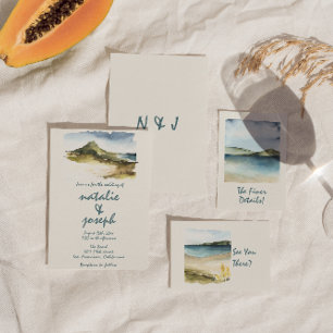 Unik Bröllop för Hand plockade-färgsblock i Retro  Inbjudningar