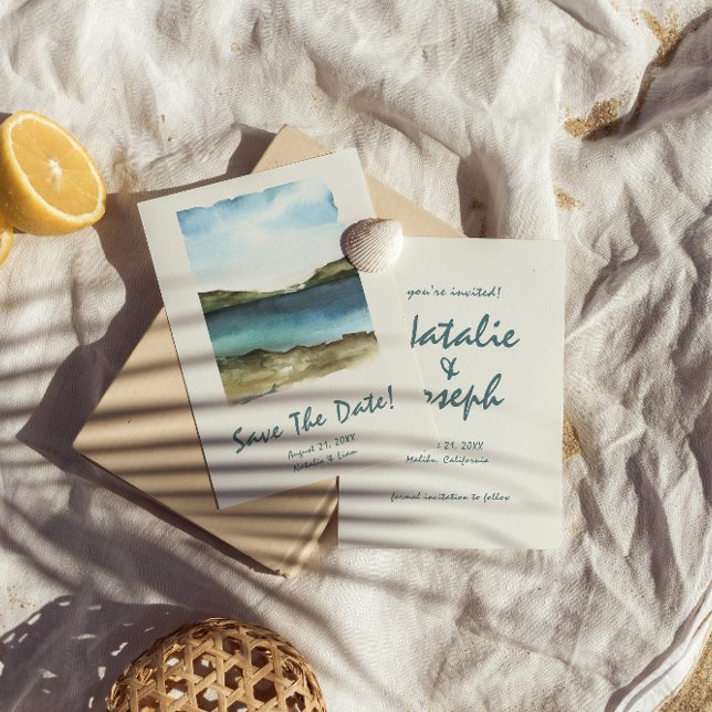 Unik Bröllop för Hand plockade-persikor med vatten Spara Datumet (Skapare uppladdad)