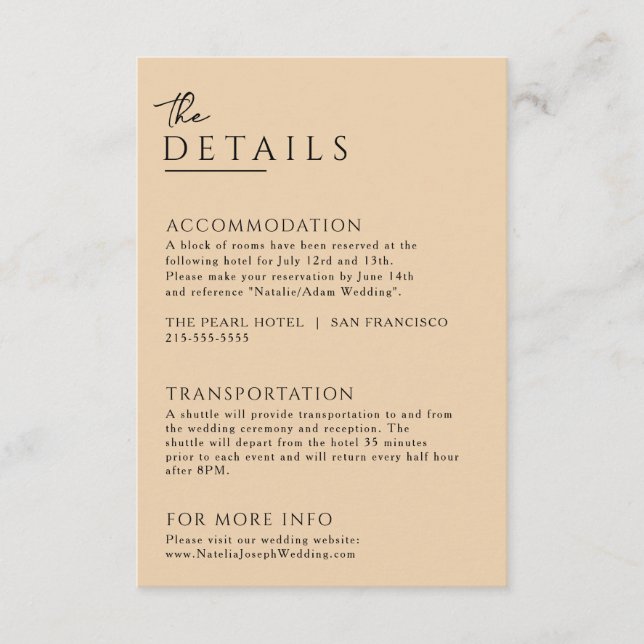 Unik Bröllop-information om minimal Beige Boho-Chi Tilläggskort (Framsida)