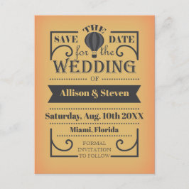 Unik bröllop-kortdesign med luftballong inbjudan vykort