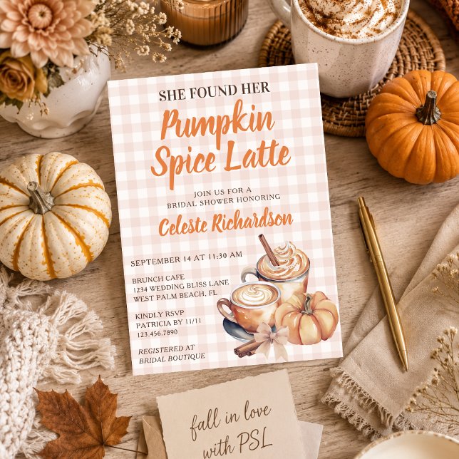Unik Bröllopsduschtema med Pumpkin Spice Latte Inbjudningar (Skapare uppladdad)