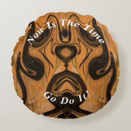 Unik brun Abstrakt Marble Liquified Rund Kudde