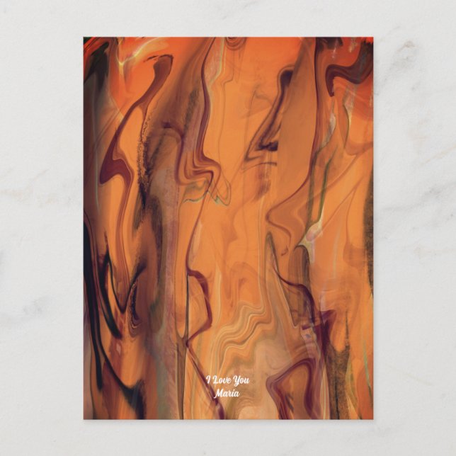 Unik brun Abstrakt Marble Liquified Vykort (Framsida)