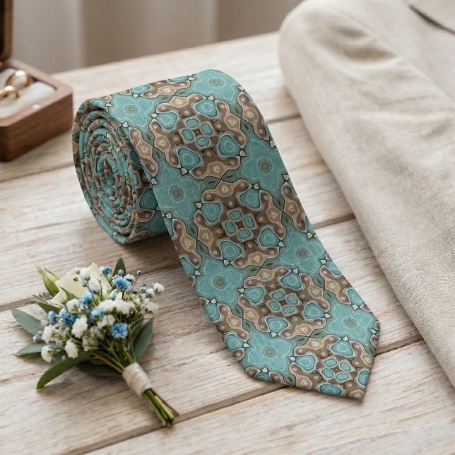 Unik Brun Aqua Turkos Teal Grön Tribal Art Slips (Skapare uppladdad)