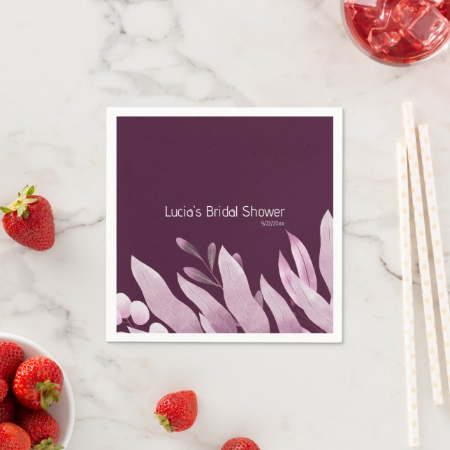 Unik Burgundy Stora Blad Bröllopsdusch Pappersservett (Insitu)