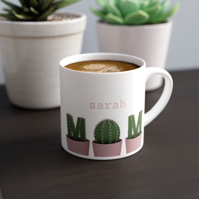 Unik Cactus Mamma Espresso-kaffe Mugg Espressomugg (Cute little espresso cup for the Cactus Mom in your life. Just add their name (or yours))