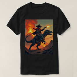 Unik Cat Cowboy Riding Dinosaur | Cat Cowboy T Shirt