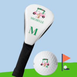 Unik charming Rosa Grönt Golf Cart Monogram