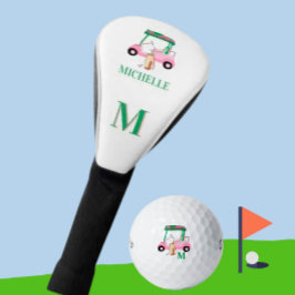 Unik charming Rosa Grönt Golf Cart Monogram