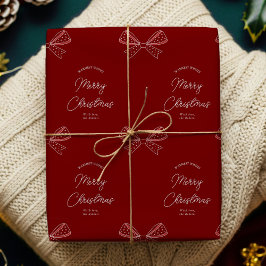 Unik Chic Bows Family Namn God jul Red Presentpapper
