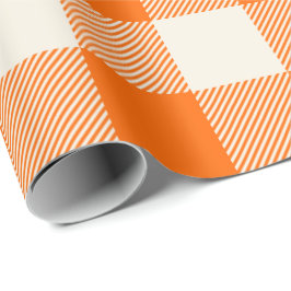 Unik & Chic Djärp Orange & Krämbuffel Plaid Presentpapper