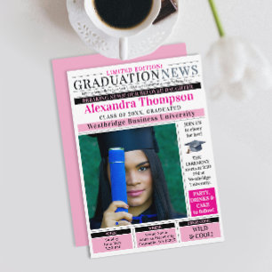 Unik Chic Hetrosa Tidningsexamen Examensbevis Inbjudningar