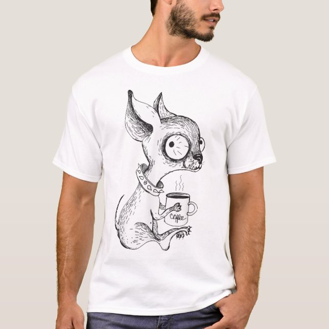 Unik Chihuahua-kaffe T Shirt (Framsida)