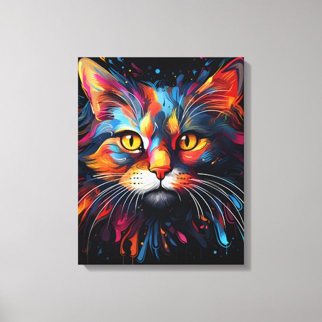 Unik Contemporary Cat Porträtt Canvastryck (Framsida)