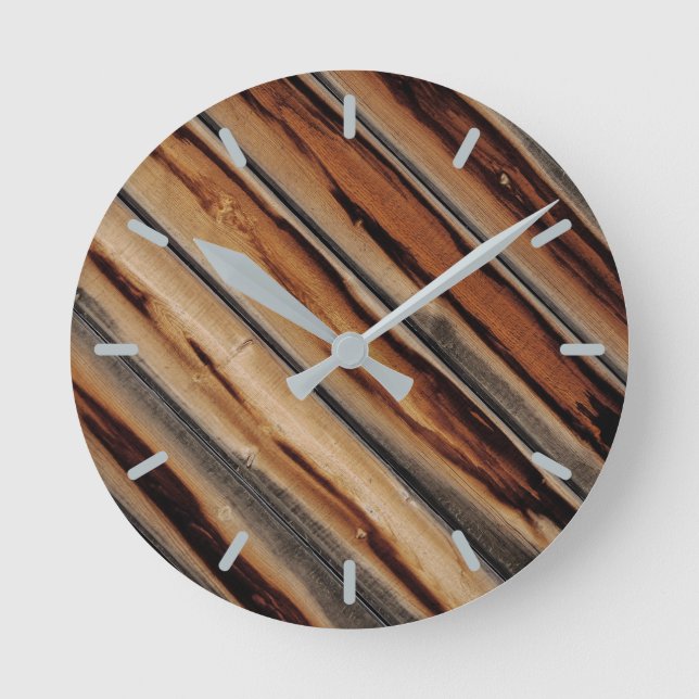 Unik Coola för trästängsel Struktur Rund Klocka (Framsida)