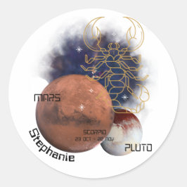 Unik Coola i Scorpio Monogram Zodiac Cosmic Planet Runt Klistermärke