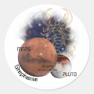 Unik Coola i Scorpio Monogram Zodiac Cosmic Planet Runt Klistermärke