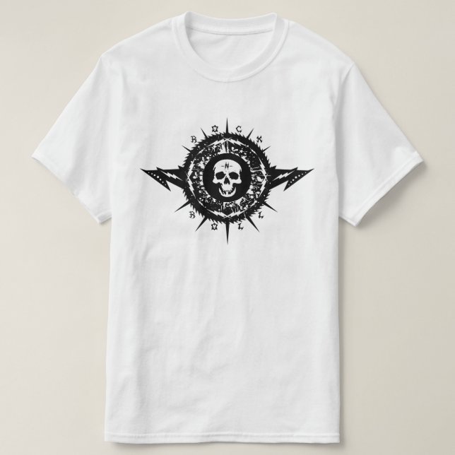 Unik Coola Sten & Roll Heavy Metall Skull Splatter T Shirt (Design framsida)