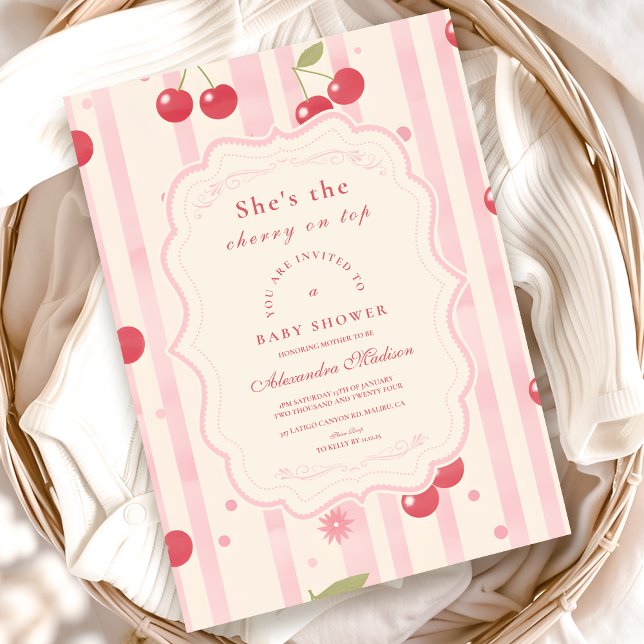 Unik coquette Cherry på Top Baby Shower Inbjudningar (Skapare uppladdad)