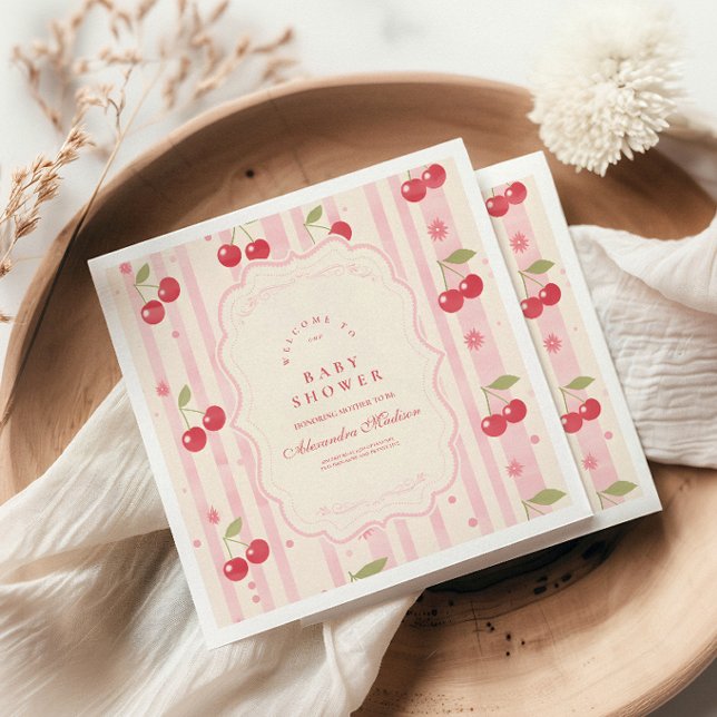 Unik coquette Cherry på Top Baby Shower Pappersservett (Skapare uppladdad)