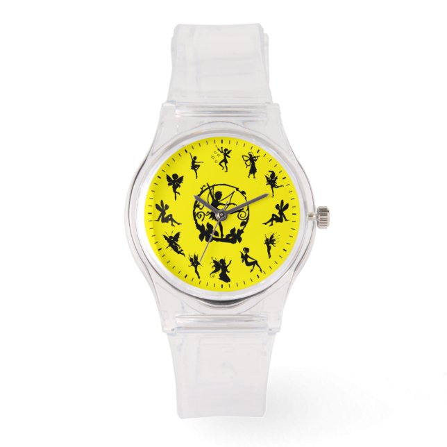 Unik Cute Black Fairy Silhouettes Thame Watch Armbandsur (Framsida)