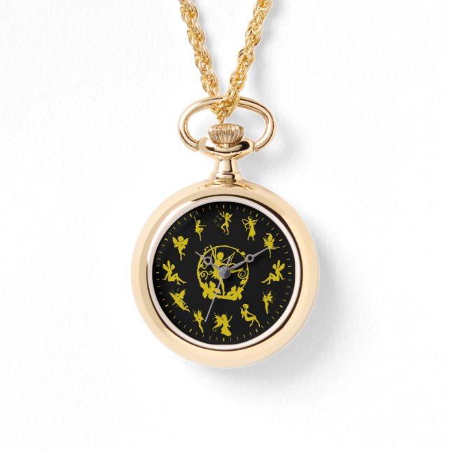 Unik cute Fairy Guld Silhouettes Théme Armbandsur (Framsida)