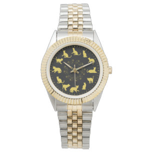 Unik cute Guld Cat Silhouettes Thmet Armbandsur