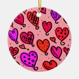 Unik Cute Heart Mönster Julgransprydnad Keramik