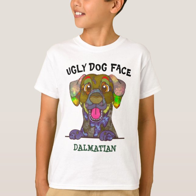 Unik Dalmatien ful hund ansikte T Shirt (Framsida)