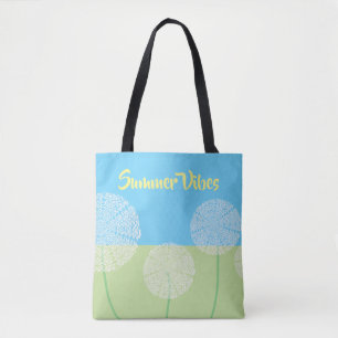 Unik Dandelion Summer Art Design Blue-Grönt Tygkasse