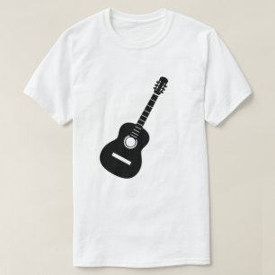 Unik design Black Silhouette Guitar på vit T Shirt