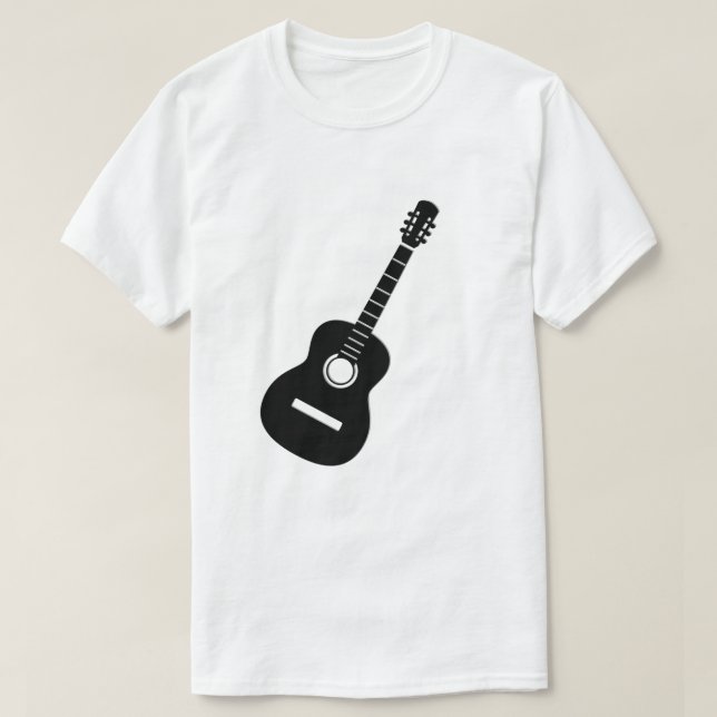 Unik design Black Silhouette Guitar på vit T T Shirt (Design framsida)