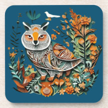 Unik design för blommigten vintage uggla