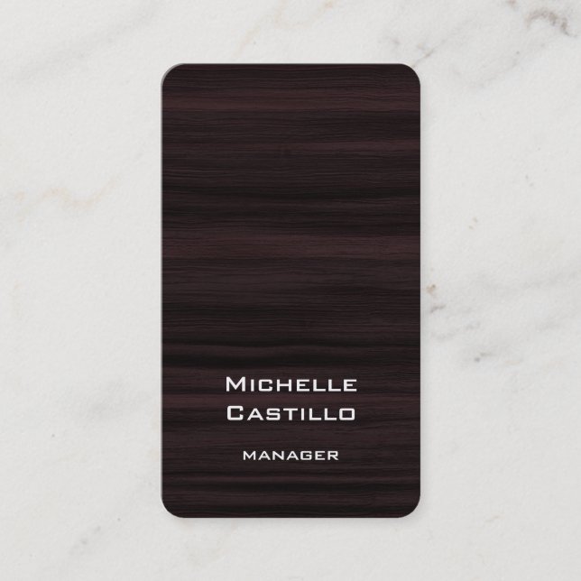 Unik design för lodräts konstnärliga bruna trä visitkort (Framsida)