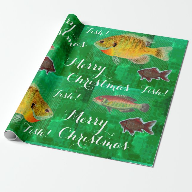 Unik design God jul med fisk Presentpapper (Utrullad)