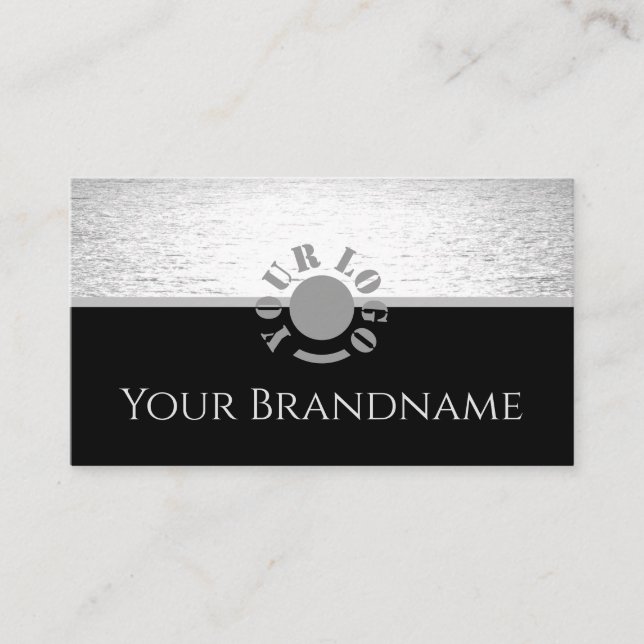 Unik design Silver Ocean Black and Grått Färgad Visitkort (Framsida)