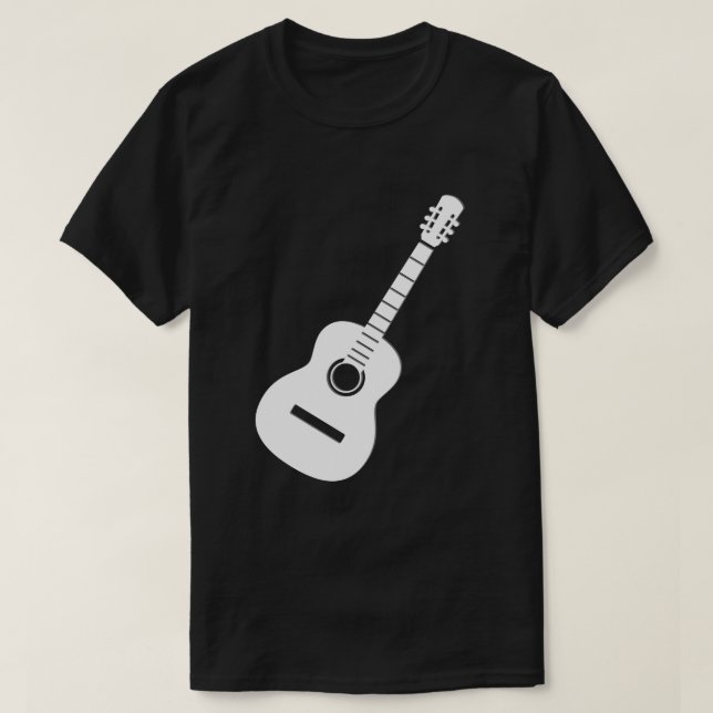 Unik design   Vit silhuettgitarr på svart  T Shirt (Design framsida)