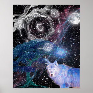 Unik Designad konst för Surreal Varg Poster