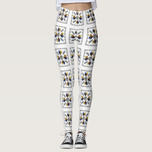 Unik diamantkonst, Gult Blue in Heart Leggings
