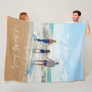 Unik din egen designfototext i Kärlek i min famil Fleecefilt