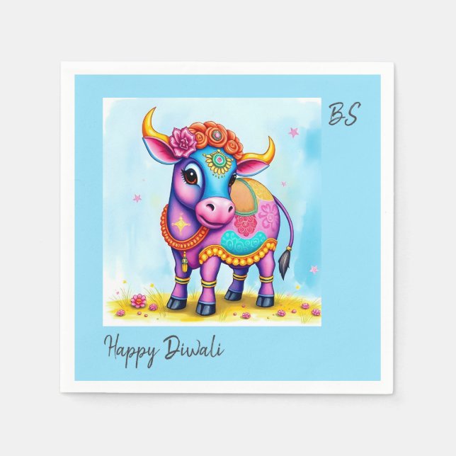 Unik Diwali-Heliga Cows in Disguise Art Pappersservett (Framsidan)