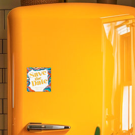 Unik Djärv Boho Groovy Retro Gul Färgrik Vågig Magnet