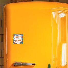 Unik Djärv Boho Groovy Retro Vågig Spara Datum Magnet